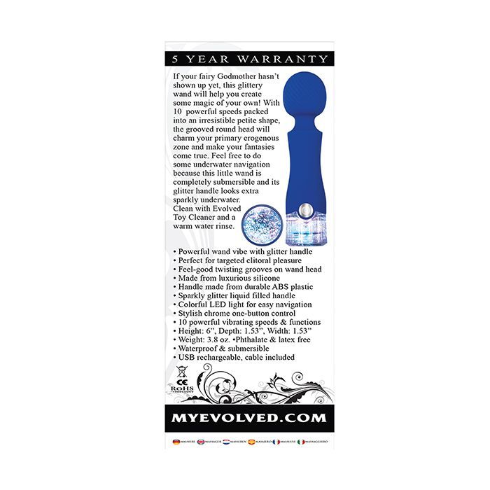 Dazzle Rechargeable Wand Vibrator - Blue