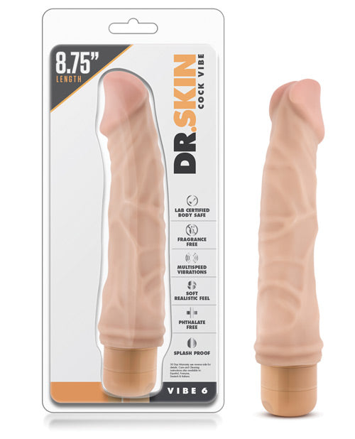 Dr. Skin Vibe 6 - 8.75" Vibrating Dildo - Beige