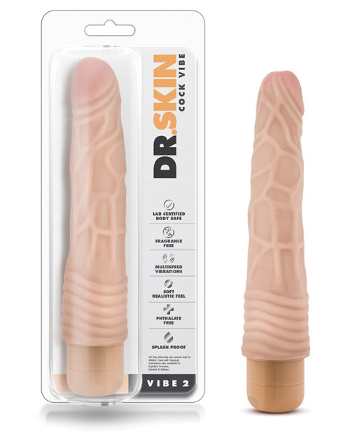 Dr. Skin Vibe 2 - 9" Vibrating Dildo - Beige