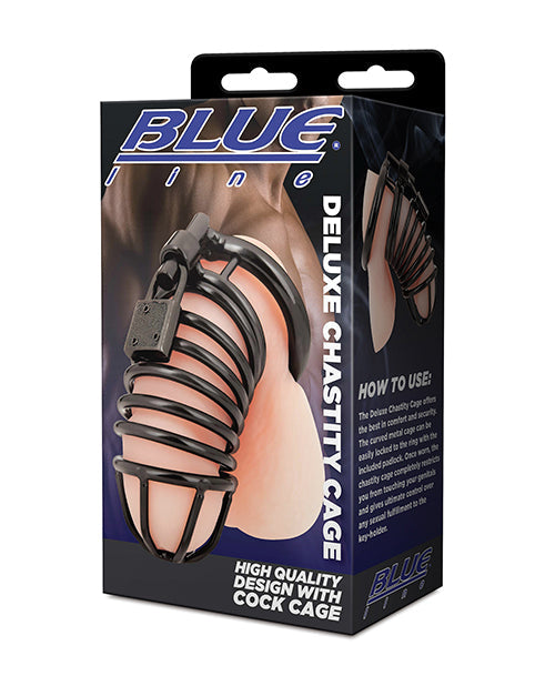 Blue Line Deluxe Chastity Cage Black