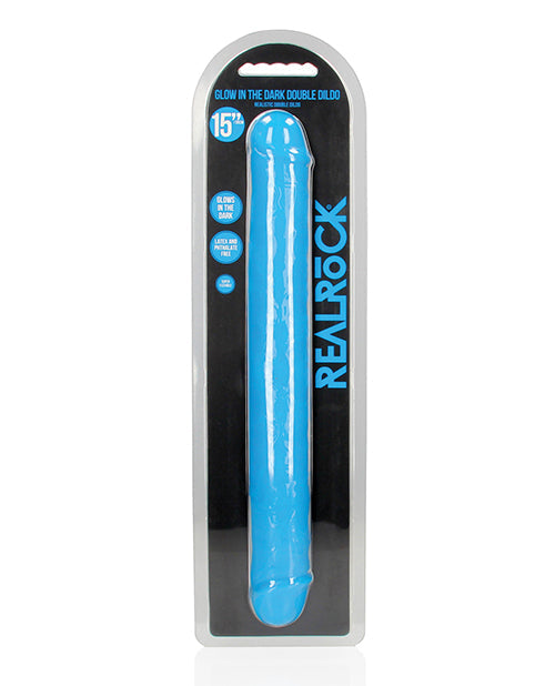 RealRock 15" Double Dong Glow in the Dark - Neon Blue