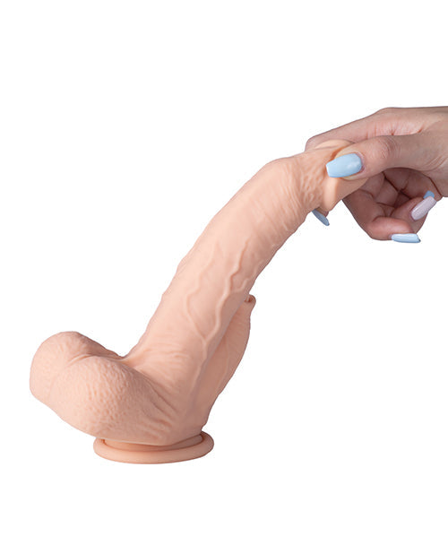 Colter 8.5" Thrusting Dildo & Clit Licker - Ivory