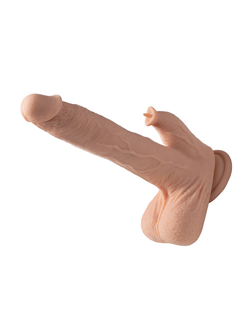 Colter 8.5" Thrusting Dildo & Clit Licker - Ivory