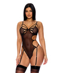 Feeling Butterflies Mesh Garter Teddy - Black Large