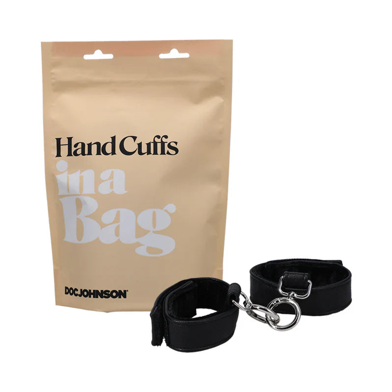 Doc Johnson Faux Leather Hand Cuffs In A Bag