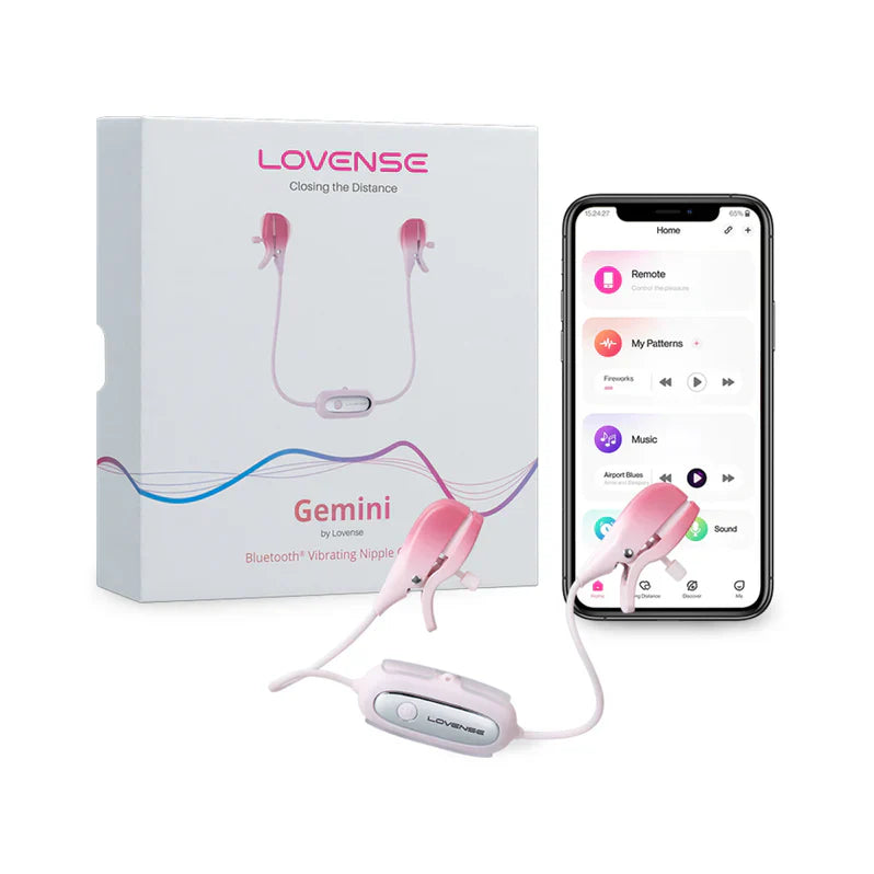 Lovense Gemini Vibrating Nipple Clamps - Pink