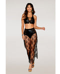 Stretch Faux Leather Bralette & High-Waisted Panty Black Small