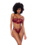 Lace Underwire Top & Thong Set - Rosewood S/M
