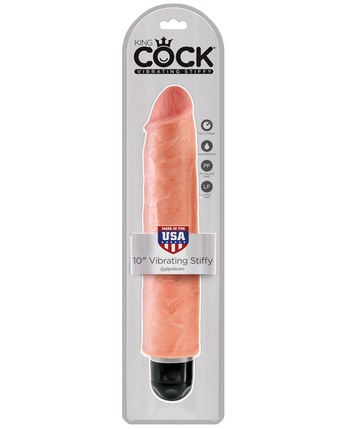 King Cock 10" Vibrating Stiffy Dildo - Flesh