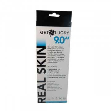 Get Lucky 9" Real Skin Dildo - Dark Brown