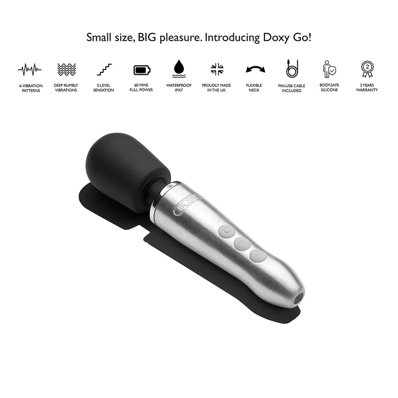 Doxy Go Compact Wand Massager | Deep Rumbly Power for Travel