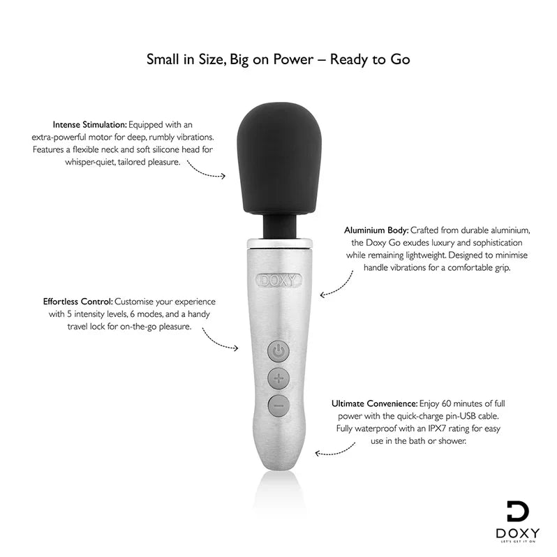 Doxy Go Compact Wand Massager | Deep Rumbly Power for Travel